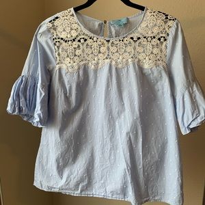 COPY - Cece Pin Stripe Bubble Sleeve Top